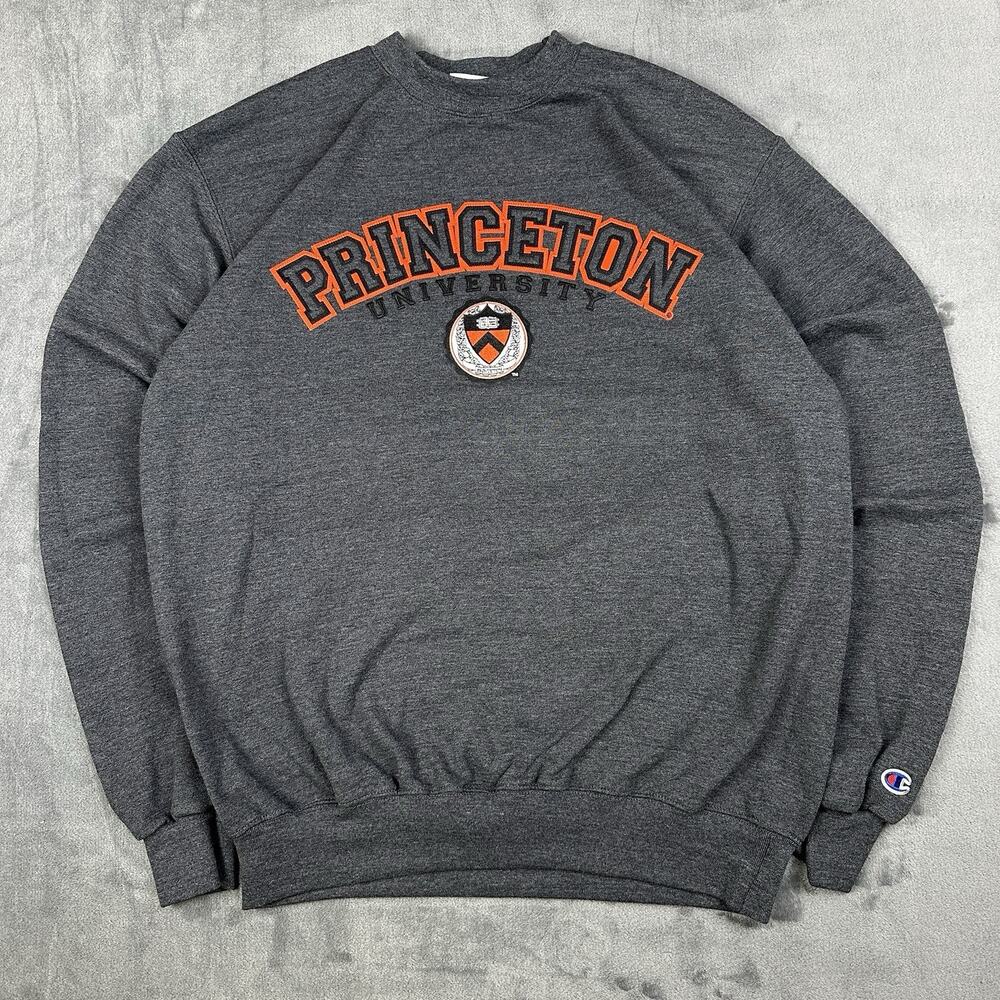 Champion Princeton Tigers Crewneck Men's Medium Gray Embroidered Sweatshirt